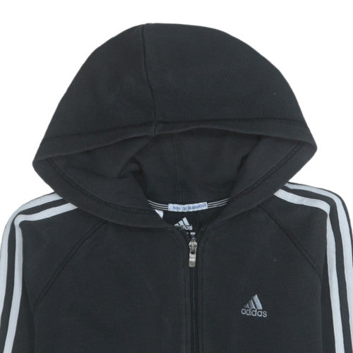 Adidas Boys Black Full Zip Fleece Hoodie 13-14 Years Sportswear