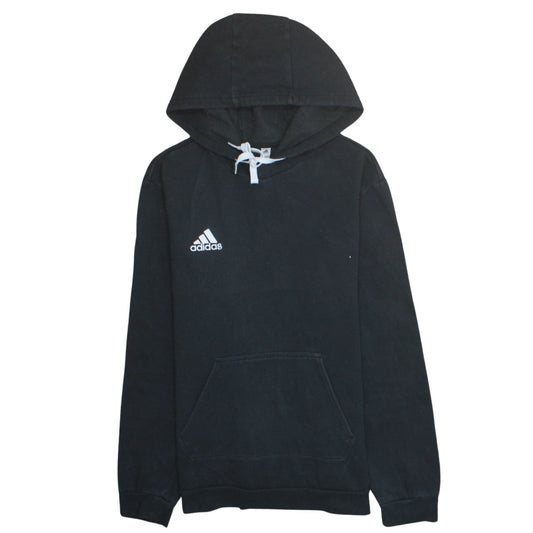 Adidas Men Black Pullover Hoodie Medium Fleece Logo Sportswear
