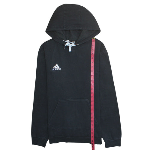 Adidas Men Black Pullover Hoodie Medium Fleece Logo Sportswear