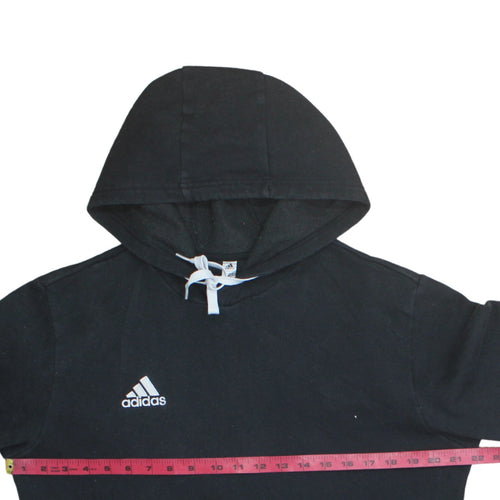 Adidas Men Black Pullover Hoodie Medium Fleece Logo Sportswear