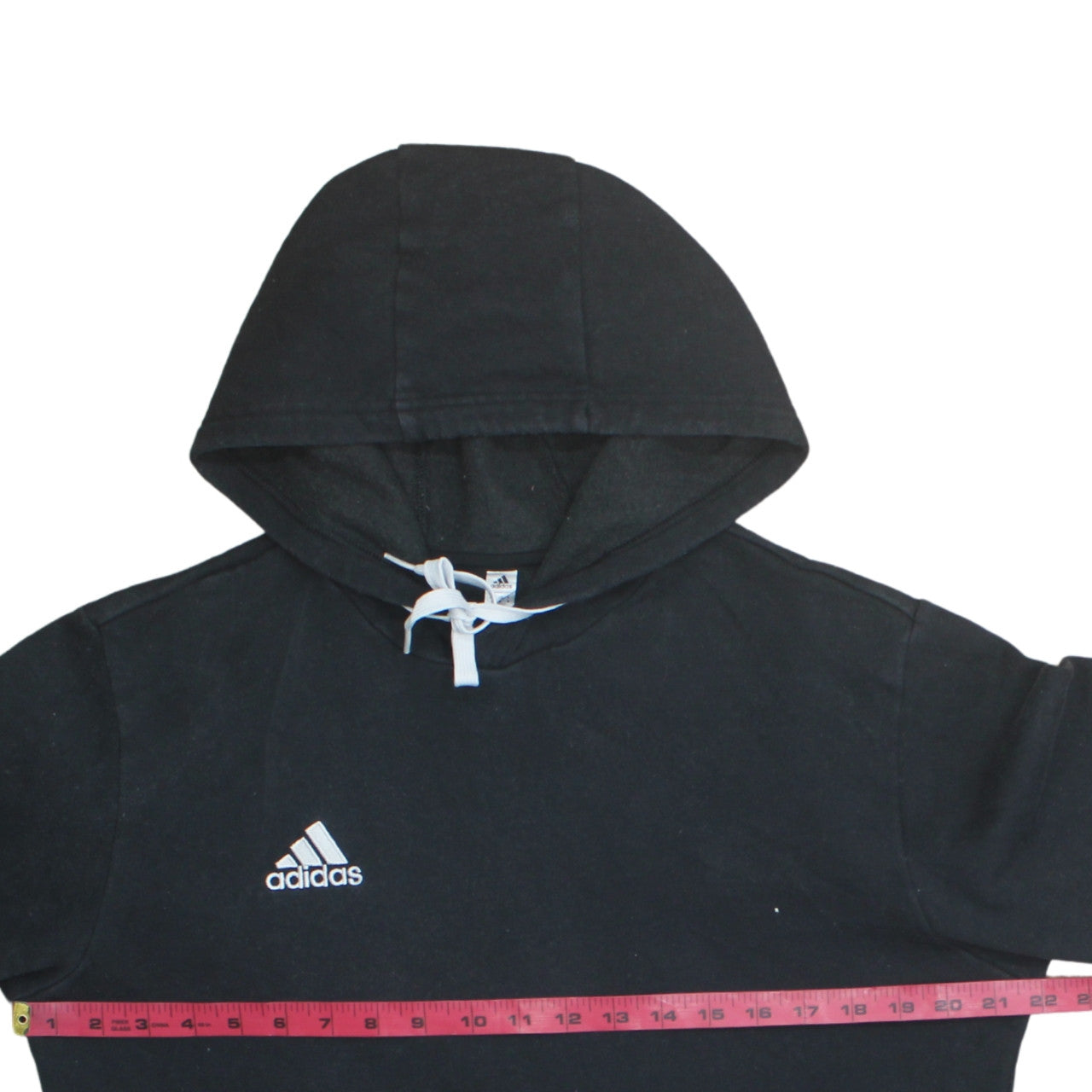 Adidas Men Black Pullover Hoodie Medium Fleece Logo Sportswear