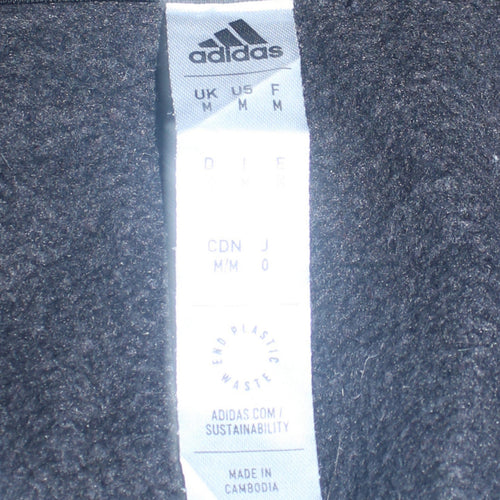 Adidas Men Black Pullover Hoodie Medium Fleece Logo Sportswear