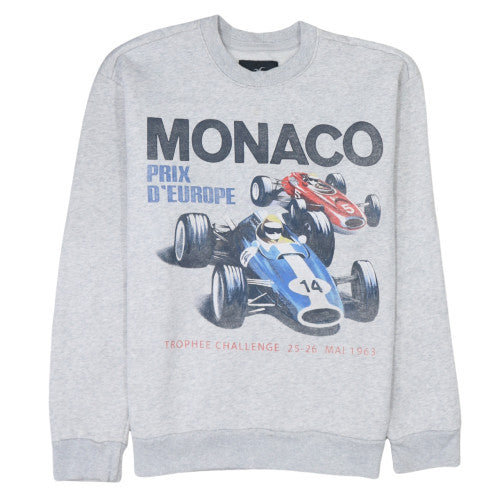 Hollister Men’s Grey Racing Graphic Pullover Sweatshirt M Relaxed Fit