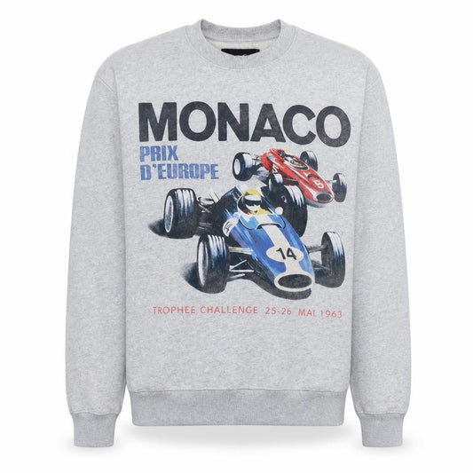 Front view of Hollister Men’s Grey Racing Graphic Pullover Sweatshirt M Relaxed Fit