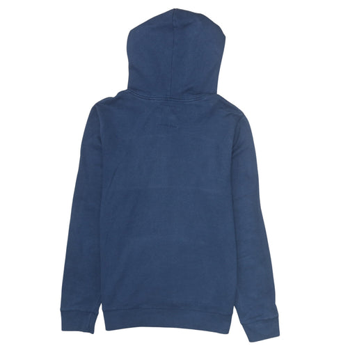 Hollister Men Blue Pullover Hoodie Fleece Medium Logo Print