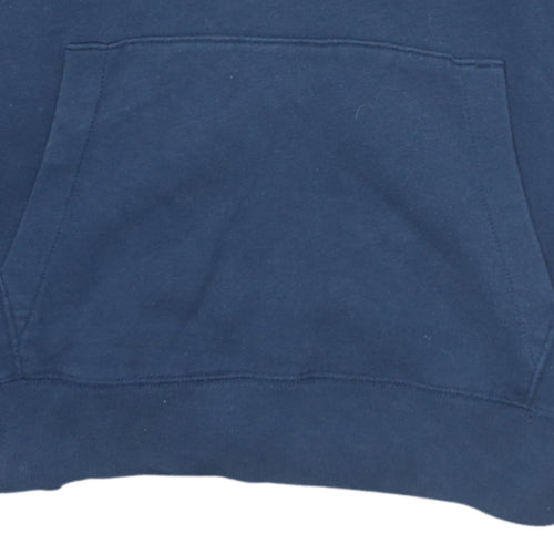 Hollister Men Blue Pullover Hoodie Fleece Medium Logo Print