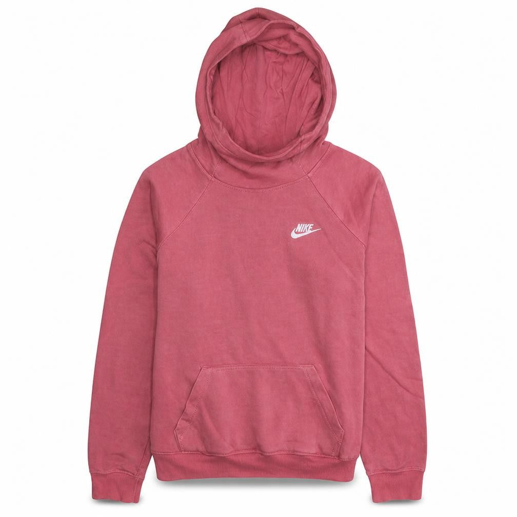 Front view of Nike women’s pink pullover hoodie sweatshirt, size M, cotton blend