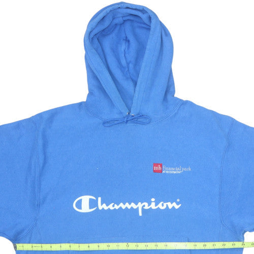 Champion Men's Blue Pullover Hoodie M Fleece Logo Sweatshirt