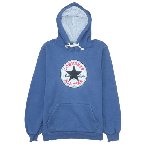 Converse Mens Blue Pullover Hoodie Medium Cotton Graphic All Star Sweatshirt