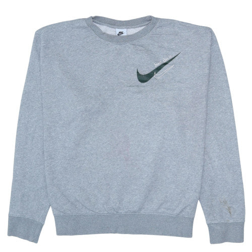 Nike Men’s Grey Pullover Sweatshirt L Logo Crew Neck Fleece