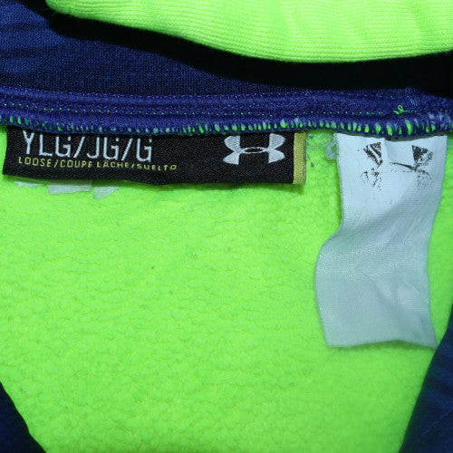 Under Armour Mens Lime Green Pullover Hoodie YLG Loose Fit Fleece