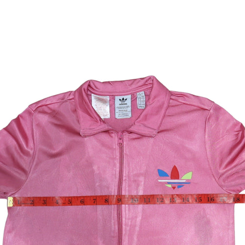 Adidas Women's Pink Full Zip Track Sweatshirt L Primeblue Polyester