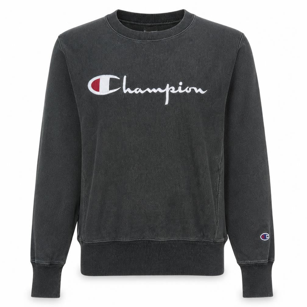 Front view of Champion Men's Green Small Reverse Weave Crew Neck Sweatshirt