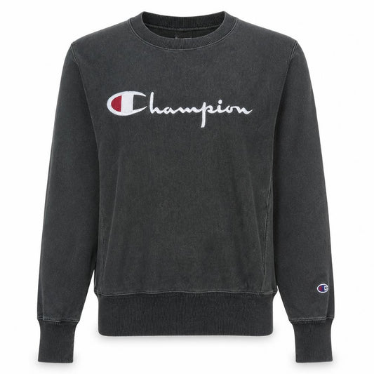 Front view of Champion Men's Green Small Reverse Weave Crew Neck Sweatshirt