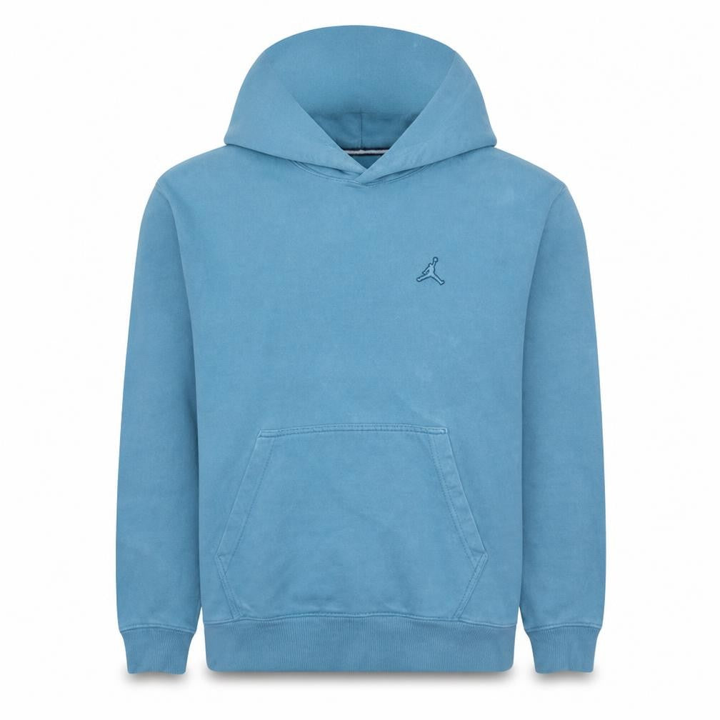 Front view of Jordan men’s blue pullover hoodie, size M, regular fit