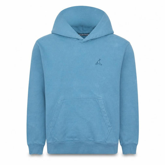Front view of Jordan men’s blue pullover hoodie, size M, regular fit