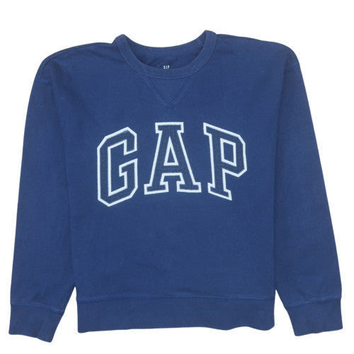 GAP Kids Girls Blue Pullover Sweatshirt 12-13 Years Logo Crew Neck Classic