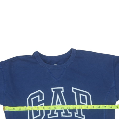 GAP Kids Girls Blue Pullover Sweatshirt 12-13 Years Logo Crew Neck Classic