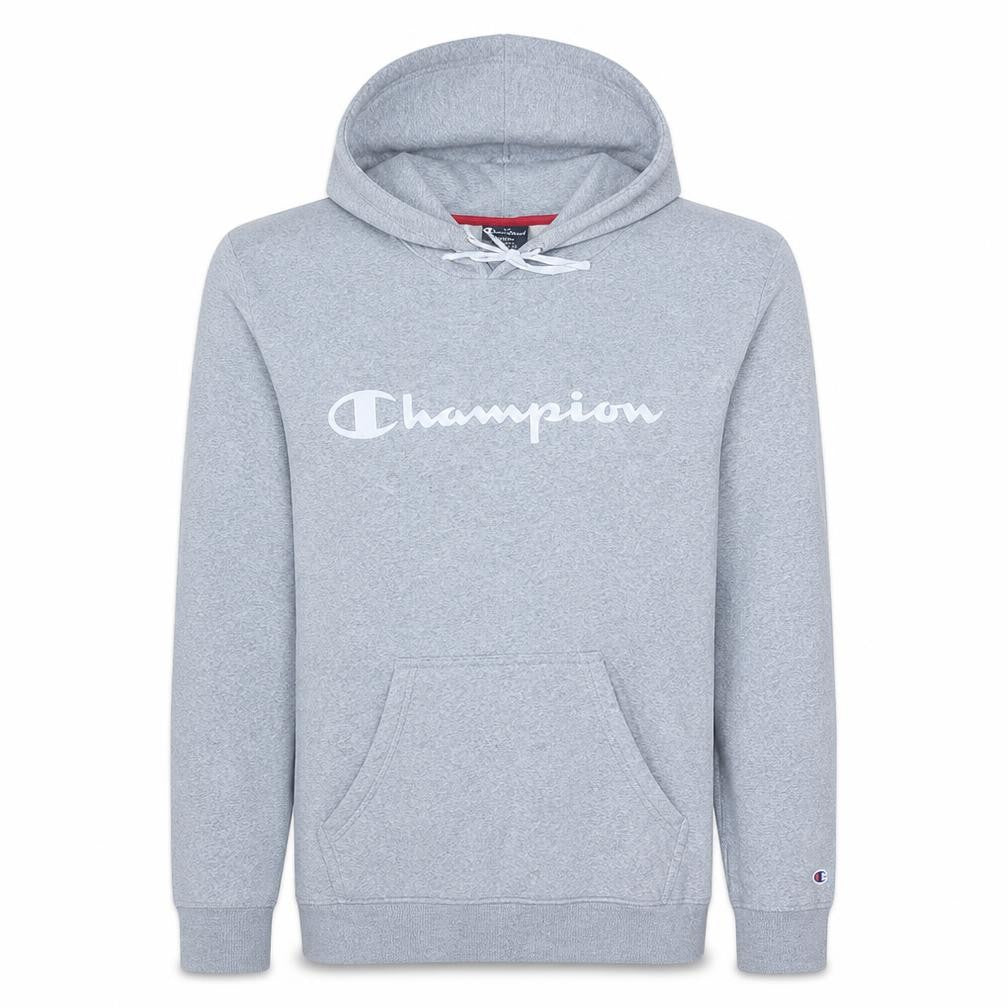 Front view of Champion Men's Grey Pullover Hoodie Small Regular Fit
