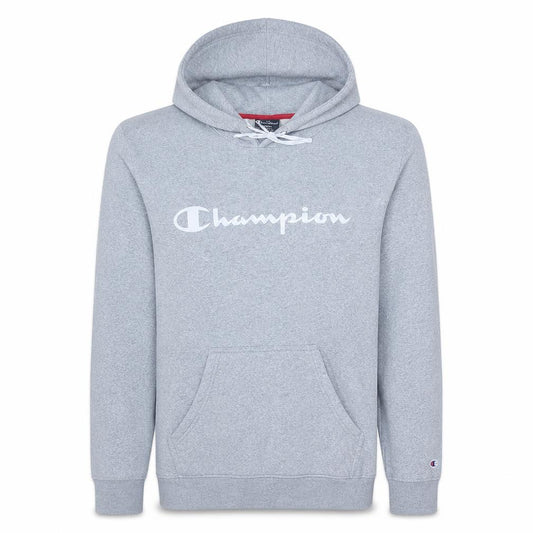 Front view of Champion Men's Grey Pullover Hoodie Small Regular Fit