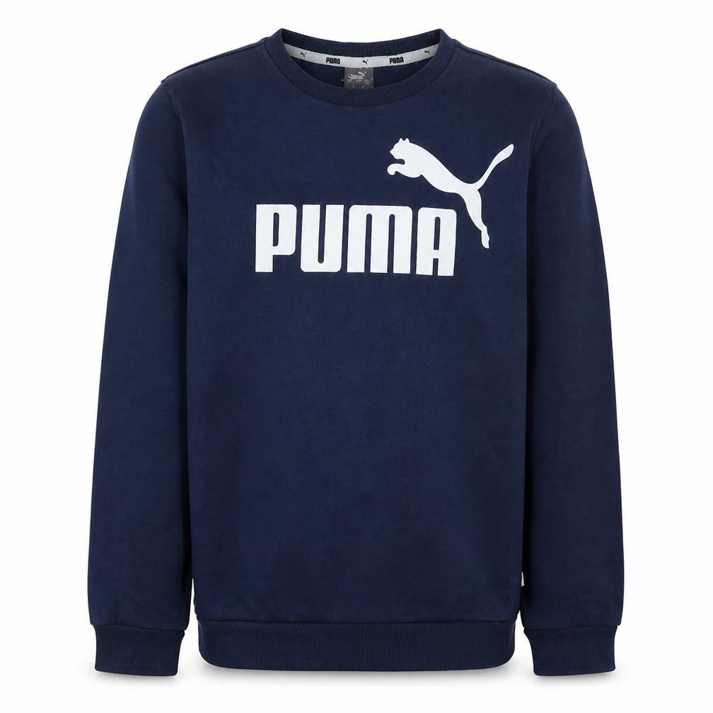 Front view of Puma boys’ blue logo pullover fleece sweatshirt 14-15 years