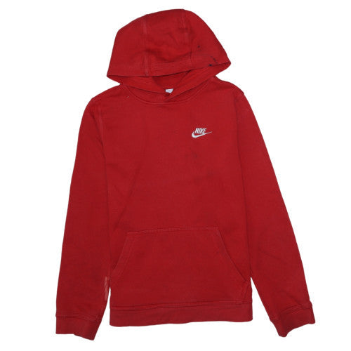 Nike Boys Red XL Pullover Hoodie with Logo Print - Casual Fleece Sweatshirt