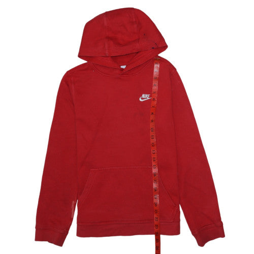 Nike Boys Red XL Pullover Hoodie with Logo Print - Casual Fleece Sweatshirt