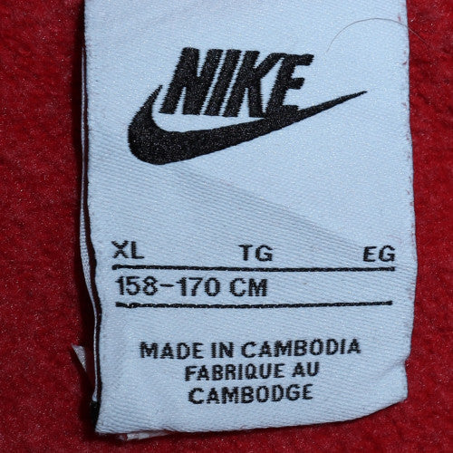 Nike Boys Red XL Pullover Hoodie with Logo Print - Casual Fleece Sweatshirt