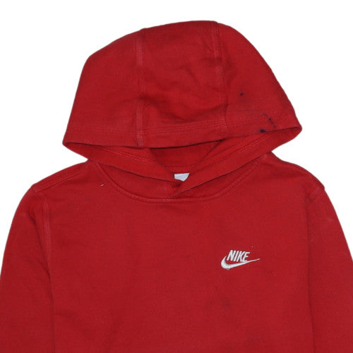 Nike Boys Red XL Pullover Hoodie with Logo Print - Casual Fleece Sweatshirt