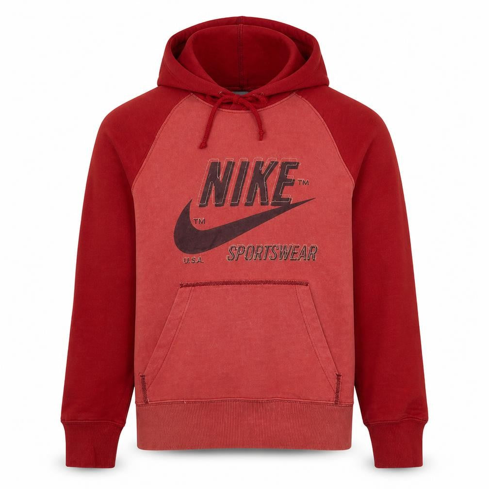 Front view of Nike Men's Red Pullover Hoodie S Sportswear Fleece