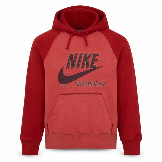 Front view of Nike Men's Red Pullover Hoodie S Sportswear Fleece