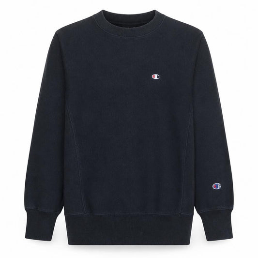 Front view of Champion Men's Black XS Crew Neck Reverse Weave Sweatshirt