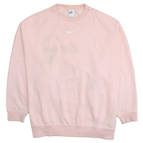 Nike Women Pink Crew Neck Pullover Sweatshirt M Cotton Blend