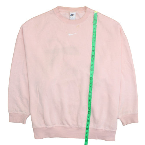 Nike Women Pink Crew Neck Pullover Sweatshirt M Cotton Blend