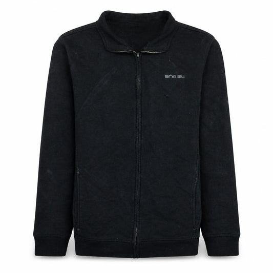 Front view of Animal Men's Black Fleece Full Zip Mid-Length Active Jacket, size M