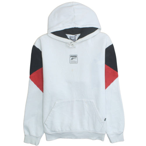 Puma Men's White Pullover Hoodie L Sports Fleece Sweatshirt