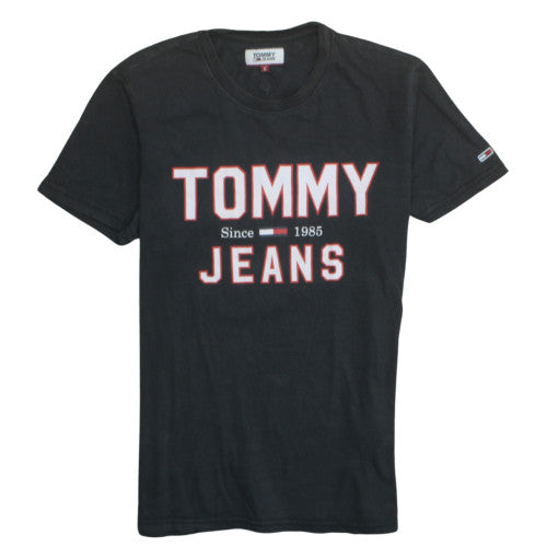 Tommy Jeans Mens Black Small Graphic Short Sleeve Crew Neck T-Shirt
