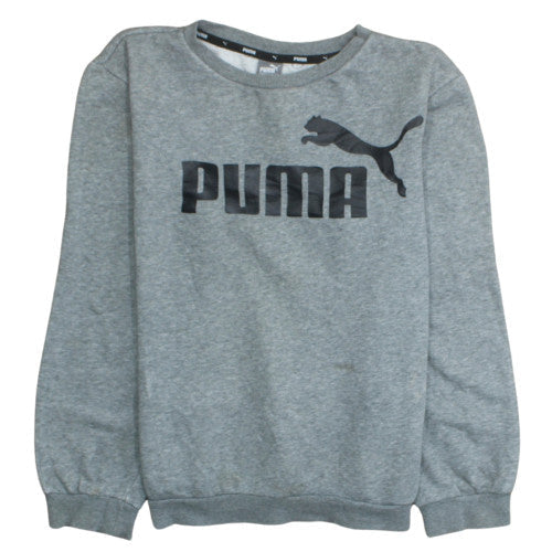 Puma Boys Grey Pullover Sweatshirt 15-16 Years Crew Neck Fleece Logo Top