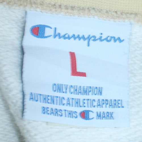 Champion Women Beige & White Pullover Sweatshirt Size L Crew Neck