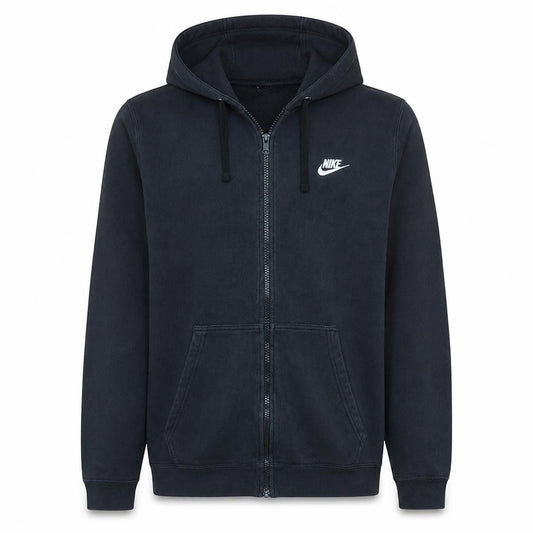 Front view of Nike Men's Black Full Zip Hoodie L Regular Fleece Sweatshirt