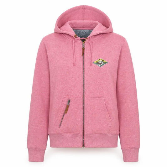 Front view of Alpine Club Women Pink Full Zip Hooded Sweatshirt, size M