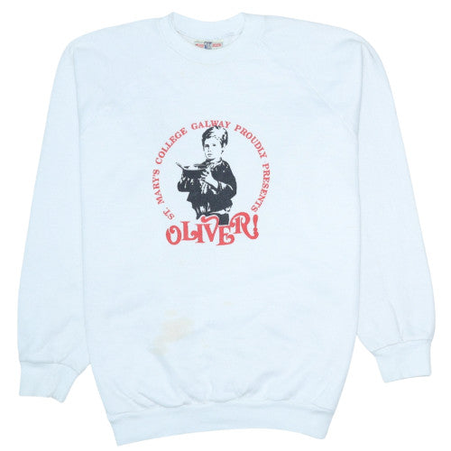 Connolly Men's White Oliver! Graphic Pullover Sweatshirt L Vintage