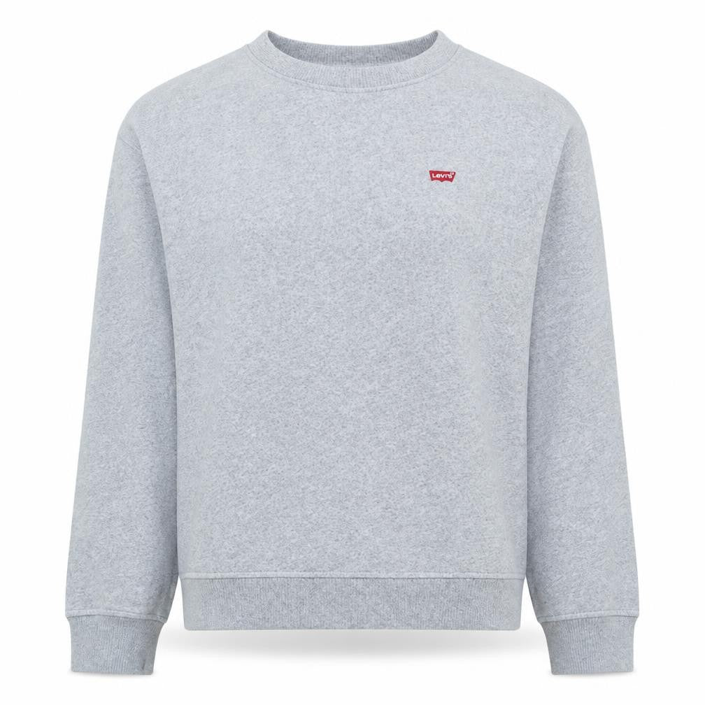Front view of Levi's Women Grey Crew Neck Pullover Sweatshirt M Cotton Blend