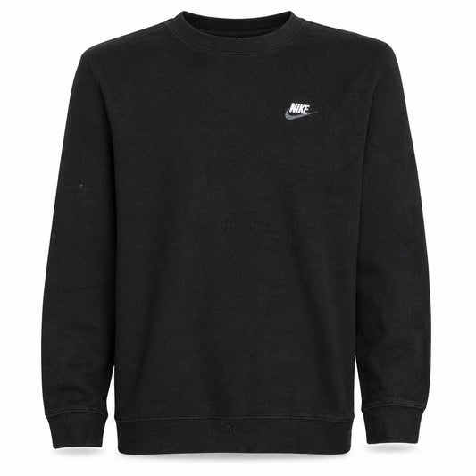 Front view of Nike Men's Black XS Crew Neck Pullover Fleece Sweatshirt