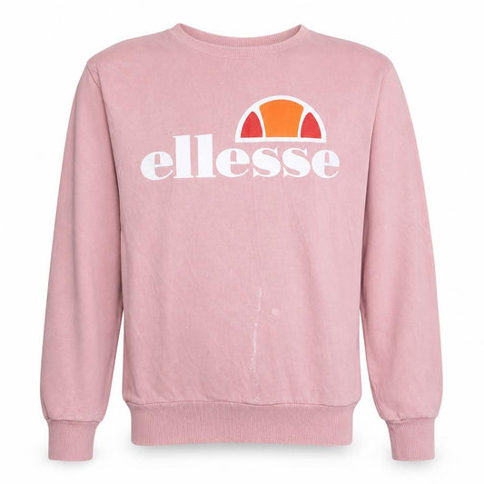 Front view of Ellesse Men's Pink Crew Neck Logo Sweatshirt M Regular Fit