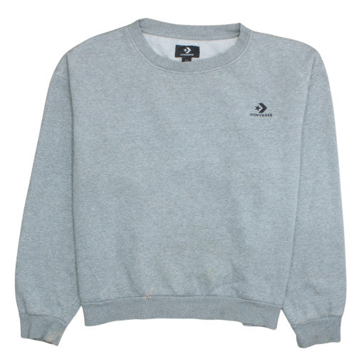 Converse Women Grey XL Pullover Sweatshirt Crew Neck Casual Cotton Blend