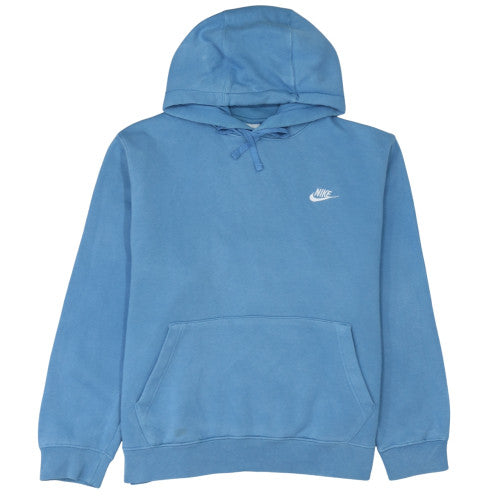 Nike Women Blue Pullover Hoodie L Cotton Blend Casual Sweatshirt