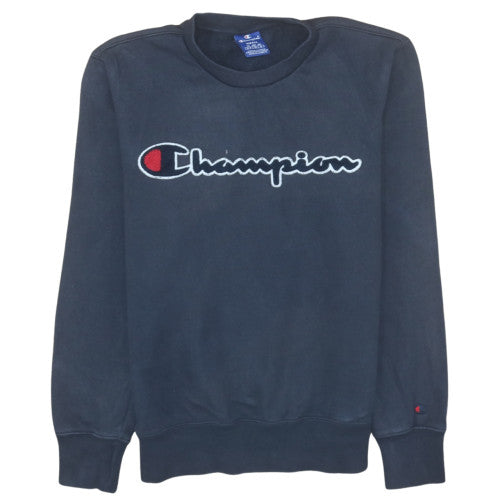 Champion Men's Blue Embroidered Logo Pullover Sweatshirt Small