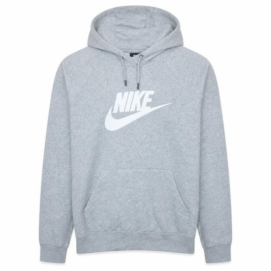 Front view of Nike Men’s Grey Pullover Hoodie S Fleece Logo Hooded Sweatshirt