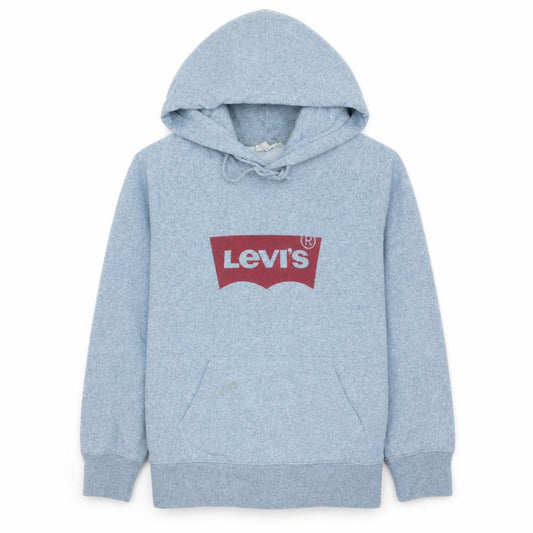 Front view of Levi's Men's Grey Small Pullover Hoodie with Logo Print